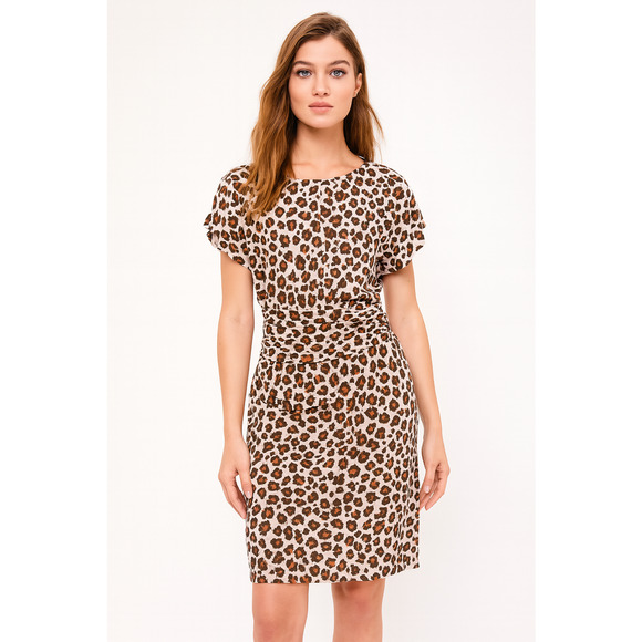 Tory Burch Dresses & Skirts - Tory Burch‎ Gladys Ruffle Sleeve Leopard Print Cocktail Dress Keyhole Neck Small